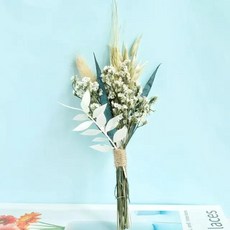 천연 미니 부케 신선한 장미 보존 꽃 작은 말린 팜파스 잔디 홈 웨딩 준비 장식, H_15-20cm