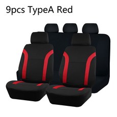 자동차시트커버 차량용시트 호환 AUTO PLUS 유니버설 스포츠 폴리에스터 자동차 시트 커버 세트 대부분의 차량 플레인 패브릭 바이 컬러 스타일리시 액세서리 프로텍터, [03] TypeA Red 5 seat, 3.TypeA Red 5 seat