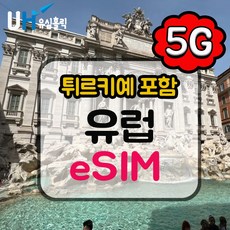 eSIM 유럽 이심 데이터무제한 튀르키예 e심 서유럽 동유럽 북유럽 여행 23개국, 매일 2GB, 8일, 1개