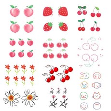 체리 딸기 판박이 타투 스티커 세트 (12종), 1개