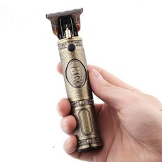 무선으로 갭이 없는 헤어 클리퍼 T 블레이드 트리머 전문 미용실 이발사 0mm 간격의 전동 턱수염 면도기 커팅 기계 머리깎기, 01 Gold, 03 UK Plug
