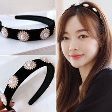 햇님진주 벨벳 헤어밴드 머리띠