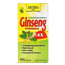 Natural Balance Ginseng Powermax 4X 100 Veg Capsules, 1개, 100정