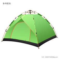 비치 3-4인 여행 이중 전자동 텐트 캠핑 풀세트 장비 야외 텐트 2인 캠핑 텐트, 2-3인 싱글 스프링+방습 패드, 초록색