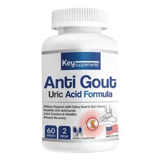 키서플리먼트 통풍 통증 완화 보조제 Anti Gout Uric Acid Formula 60 베지터블캡슐 하루 2정 섭취 14가지 복합성분 Key Supplements, 1개, 60캡슐