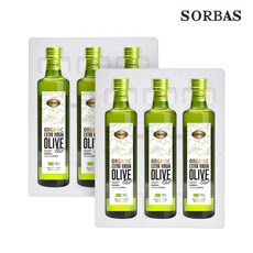 소르바스 스티로폼포장 유기농 엑스트라버진 올리브유 6병, 500ml, 6개