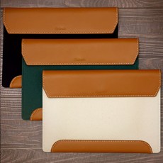  디자인스킨 아이패드 레더 파우치, 브라운/그린 