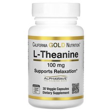 California Gold Nutrition L-테아닌 AlphaWave 함유 100mg 베지 캡슐 30정, California Gold Nutrition L..., 1개