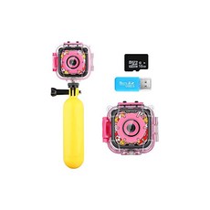 16GB 메모리 카드 리더와 플로팅 핸드 그립 핑크를 갖춘 어린이 HD 1080P 어린이 디지털 카메라 캠코더용 어린이 카메라 방수 비디오 카메라, 상세페이지 참조