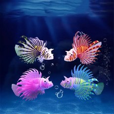 수족관장식 인공 발광 Lionfish 물고기 탱크 풍경 실리콘 가짜 떠 다니는 빛 어두운 홈, 6) Jellyfish orange, 1개