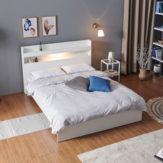 크렌시아 아너스 LED 일반형 슈퍼싱글/퀸 침대+본넬 매트리스, 화이트