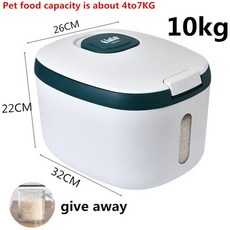 쌀보관통 가정용 밀폐 계량 쌀통 5kg 10kg 주방 컬렉션 나노 버킷 방충 방습 밀봉 그린10kg, 기타, 1개