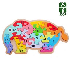숲(SOOP) 숲(SOOP)우드퍼즐 코끼리(숫자20) 유아 원목 퍼즐, 20개, 1개