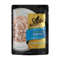 MARS 고양이간식 SHEBA 참치와 도미 70g / (고양이습식사료/고양이사료/고양이주식캔/고양이츄르/고양이닭가슴살 추천), 1개
