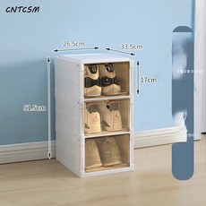 CNTCSM 신발장 설치 불가 투명 서랍형 신발 수납함 aj 신발장 인플루언서 수납 공간 절약 접이식 신발장, 【싱글】3단 설치 불가 신발 케이스 (신발 3켤레 가능, 다중 선택(해당 그림 보기)