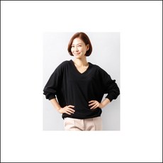 아이우먼 루즈핏 넥 브이티 WW3125M012 빅사이즈 큰옷 중년옷 빅사이즈여성의류 xojm F 블랙
