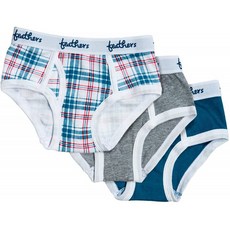 Feathers Boys Multi Plaid Snug Fit Tagless Briefs 언더웨어 - 100% 코튼 수퍼 소프트 브리프(3/팩)