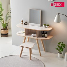  에넥스 ExB 헤더 1200 고무나무 원목 입식 미니 화장대 세트, 네츄럴 