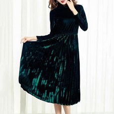 kirahosi 여성 심플 우아한 벨벳 원피스 긴팔 20호+덧신증정 Ntovlts
