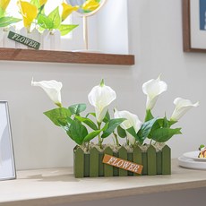 순수한 카라 조화 울타리 화분 set 24cm 인테리어 꽃 테이블 장식 소품 꾸미기, 1p, 화이트_그린B