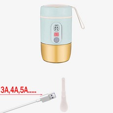 USB보온도시락 디지털 디스플레이 USB C 타입 전기 도시락 히터 3 기어 12V 24V 5V 자동차 여행 사무실 워머 가열 용기 세트 580ML, Green, 1개