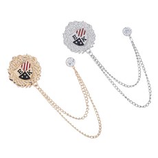 FWT 2pcs 남성 크리스탈 모양 술 체인 브로치 생일 웨딩 라벨 핀