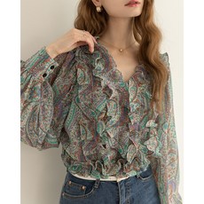 르니앤맥코이 프릴패턴 브이넥 크롭 블라우스 ML05BL420