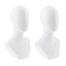 FWT 모자 모자 전시 가발 만들기를위한 2x 직업적인 진열대 홀더 마네킹 머리 모형, 1개, 화이트