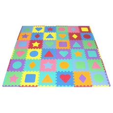 ProSource 아동용 폼 퍼즐 바닥 놀이 매트 모양과 색상 36 타일 30.5 x 30.5cm(12 x 12인치)와 보더 24개, ProSource 아동용 폼 퍼즐 바닥 놀이 매트, 모