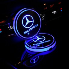 리모유통 전차종 LED 컵홀더 벤츠 & AMG 발광 패드 USB 충전식 실내 장식 자동차 조명 (세트가격)