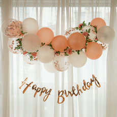 파티레시피 생일풍선 생일파티 용품 세트 풍선 24개 장미가랜드 고리마운트 3개 스트랩 제작설명서, 펄 로즈골드, 1세트 펄 로즈골드, 1세트