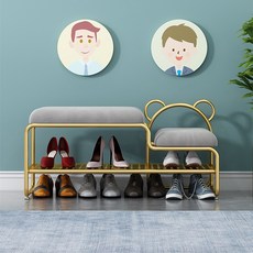 현관 신발의자 신발수납 현관의자 슬림 벤치형 신발장, 120x32x45ㅣ다크그린 벨벳+골든 프레임