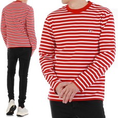 메종키츠네 20FW FU00115KJ0044 레드 스트라이프 보더 티셔츠