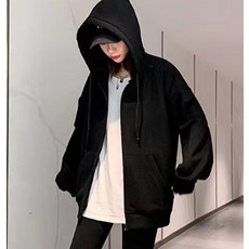 디노리 심플 남여공용 오버핏 후드집업 2color