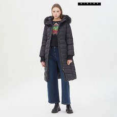 시슬리 모나미 폭스퍼 슬림 롱 패딩 SAPD40361 BK