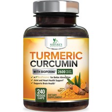 Turmeric Curcumin Supplement with BioPerine 95% Curcuminoids 2600mg with Black Pepper for Best Abs, 1개, 240정
