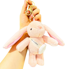 대어 귀여운 토끼 인형 가방 키링 열쇠 고리, 핑크, 1개