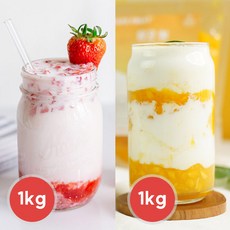 cafe fruit 딸기청 1kg + 망고청 1kg 과육이살아있는 과일청 SET 드라이아이스배송