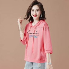 여성 루즈핏 데일리 후드티 맨투맨 7부소매 티셔츠 M-3XL WZB081083