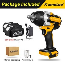 Kamolee고토크 브러시리스 전동 렌치 20V 1800 nm 마끼다 18V 배터리용 리튬 이온 배터리 12, UK+Two Battery Carton