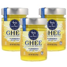 4th & Heart Ghee Clarified Butter Grass-Fed Turmeric 포스앤하트 정제 기버터 심황, 255g, 3개
