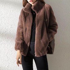 양털 후리스 집업 자켓 여성용 심플 소프트 플리스 자켓 가을겨울 뽀글이 보아털 아우터 점퍼