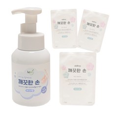 깨끗한손 버블 핸드워시 손세정제 일반 본품1개+리필3개 각 300ml IN BIO, 본품 파우더향+리필 파우더향