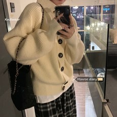 폴로 폴라 니트 가디건 여성복에 도톰한 루즈핏 아우터-20557