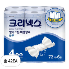 크리넥스 빨아쓰는 위생행주 블루 72매, 6개입, 7개