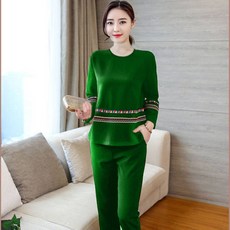 나오자 200근 가을 뚱뚱한 소매 긴바지 뱃살가리기 스타일리쉬 와이드 루즈핏 슬림핏 잠옷