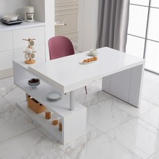 힐링가구 판도라 아일랜드 식탁 오픈 수납 홈바 테이블 ver2, 화이트