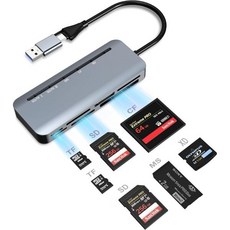 USB 3.2 Gen 2 10Gbps CF Express 타입 B 및 SD 카드 리더 듀얼 슬롯 C to C/USB A 메모리 휴대용 알루미늄 어댑터 지원 Windows/Mac/L, USB3.0/USB-C Card Reader