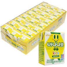 빙그레 바나나맛 우유 키즈 120ml X 24 바나나우유, 빙그레 바나나맛 우유 키즈 120ml X 24 바나나우