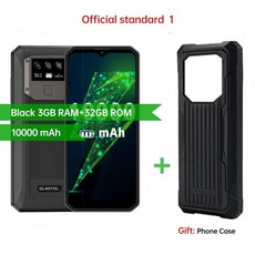 OUKITEL K15 플러스 10000mAh NFC 스마트폰 6.52 인치 3G 쿼드 코어 안드로이드 10 휴대폰, 04 EURO, 01 K15plusblack